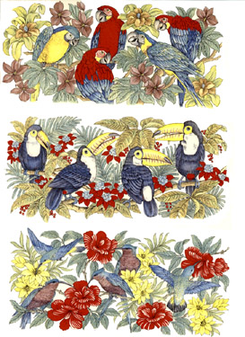 Tropical Birds Wraps - Parrots, Toucans, Hummingbird