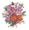 Tulips Bouquet, Wild Rose, Fuchia, Butterfly, Ladybugs,