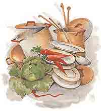 Vegetable Soup Pot, Cabbage, Carrots