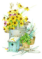 Birdhouse and Brown Eyed Susans