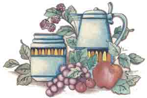 Kitchen Stoneware Mural , Fruit, Apples, Pears, Grapes