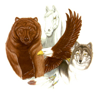 Wildlife Montage - Bear, Horse, Eagle, Wolf