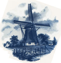 Blue Delft Windmills