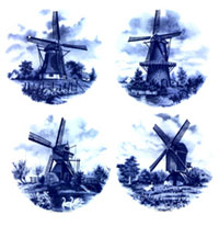 Blue Delft Windmills