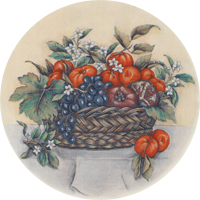 Basket of Fruits with Blossoms