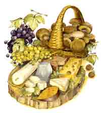 Wine, Cheese, Grape, Mushroom Mural