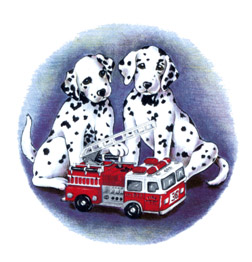 Dogs - Dalmatians with Fire Truck