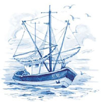 Blue Delft Ship