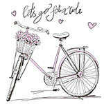 Bicycle with Basket and Hearts - let's go for a ride
