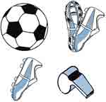 Soccer Ball, Whistle, Cleats. Shoes