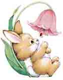 Bunny with Pink Bell Flower