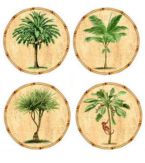 Palm Trees With Round Bamboo Border