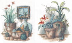 POTTED FOLIAGE AND GOURDS Scene