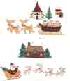 Christmas Sleigh, Reindeer, Santa, House