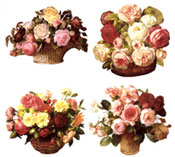 BASKET OF ROSES - Pink, White, Red, Yellow