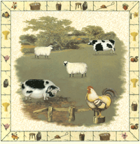 The Farm Mural - Rooster, Lamb, Pig, Cow