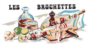 Grilling, Brochette, Kabos, Shrimp, Fruit, Meat, Vegetables