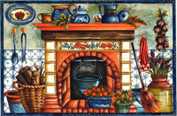 Hearth Cooking, Fireplace, Pitcher, Plate Mural