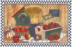 Apple Harvest Mural Apples, Birdhouse  Hay Crate