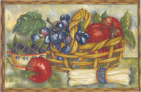 Fruit Basket & Bowl Mural  Apples, Grapes, Blackberries