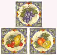 Decorative Fruit Square (3 PC set)  Peach, Pear, Grapes, Lemon