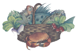 Market Basket Mural- Crab, Fish, Turnips, Radishes