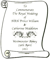 Wedding Backstamp Prince William & Catherine Middleton