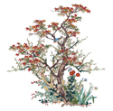 Cloisonne Tree with Bird and Flowers