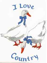 Geese with Blue Ribbon - I LOVE COUNTRY