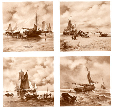 Sepia Sailing Ship Scenes