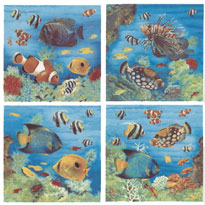 Tropical Fish Accent Set 4 piece