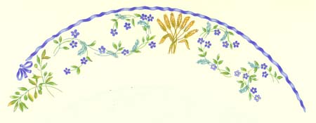 Blue Plate Border with Flowers/Leaves