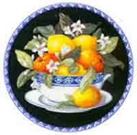 Fruit Bowl - Oranges and Lemons with Blossoms