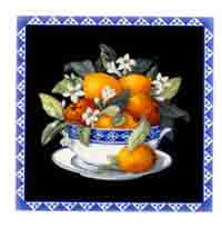 Fruit Bowl - Oranges and Lemons with Blossoms