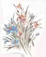 Pink and Blue Floral Bouquet Mural