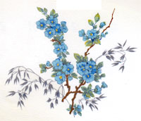 Branch with Blue Flowers