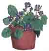 Brown Flower Pot with Purple Violets