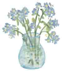 Blue Vase  with Blue Flowers