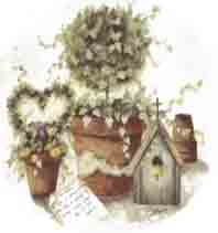 Birdhouse Heart Topiary with Ivy and Violets